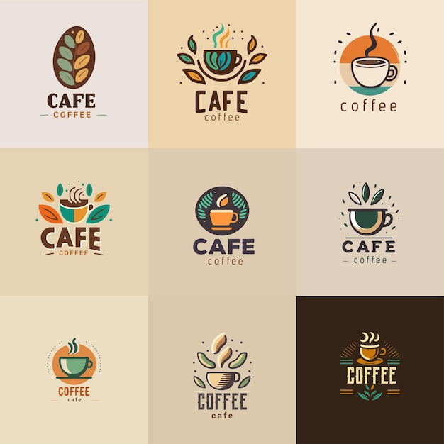 Set of Vector Coffee logo branding Illustration collection premium  vector