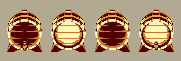 Set of vector color templates with barrels for storing spritic drinks