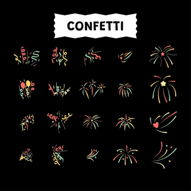 Set of vector confetti hand drawn