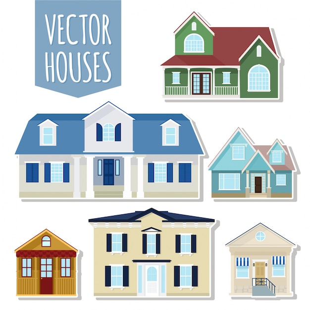 Set of vector cottage houses