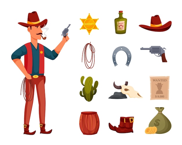 Set Of Vector Cowboy Characters