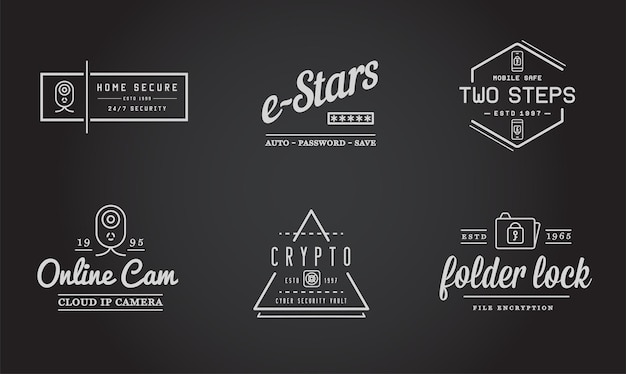 Set of Vector Cyber Security Identity Badges and Signs Can be used as Logotype