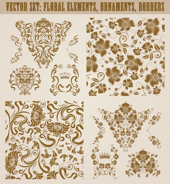 Set of vector damask ornaments.