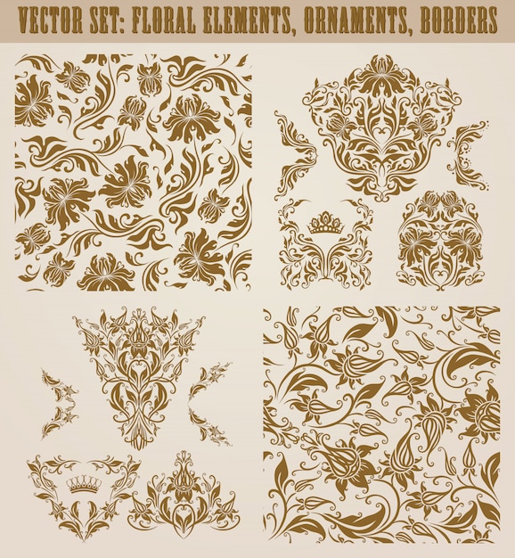 Set of vector damask ornaments.