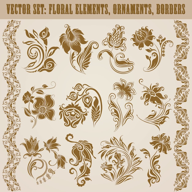 Set of vector damask ornaments.