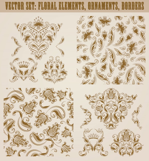 Set of vector damask ornaments.