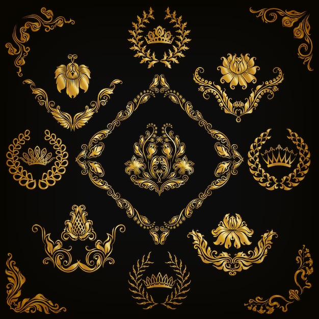 Set of vector damask ornaments.