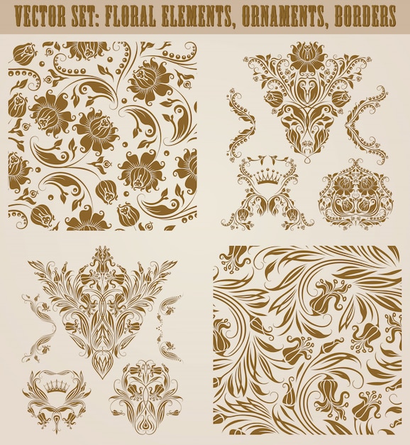 Set of vector damask ornaments.