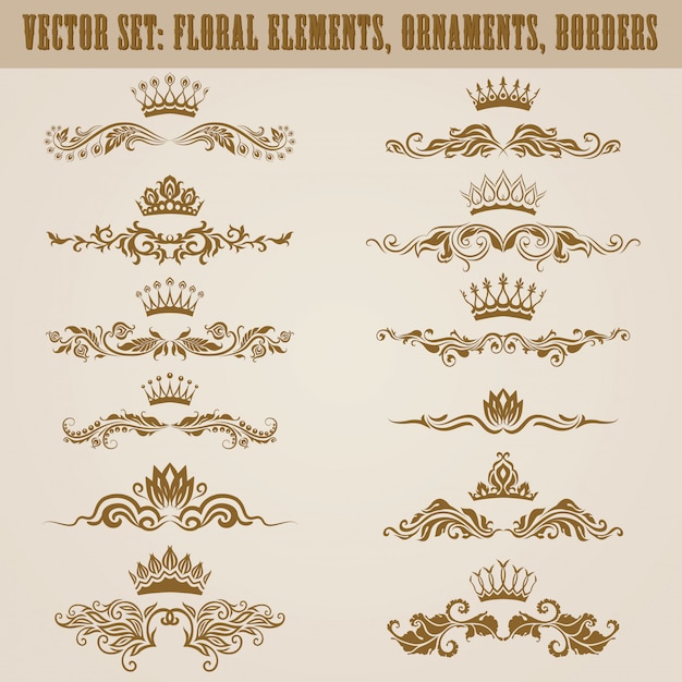 Set of vector damask ornaments.