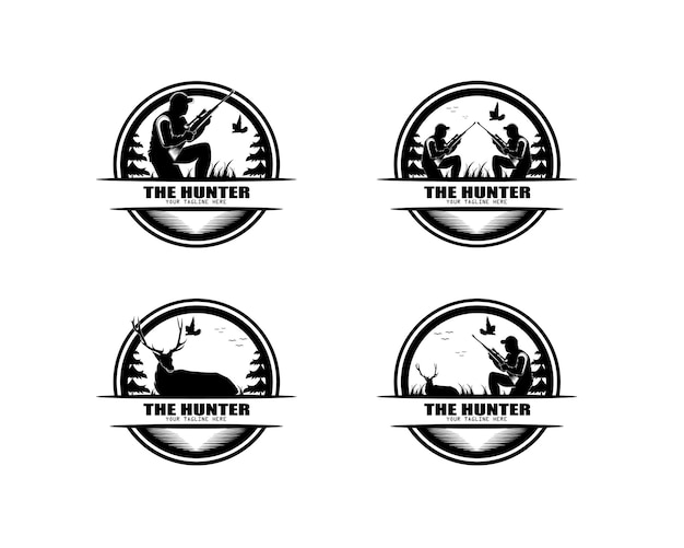 Set of vector design hunter logo collection