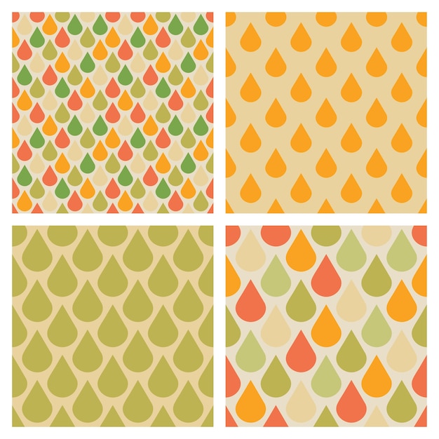 Set of vector drops seamless patterns