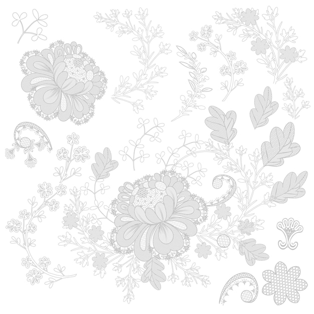 Set of vector filigree lace for design