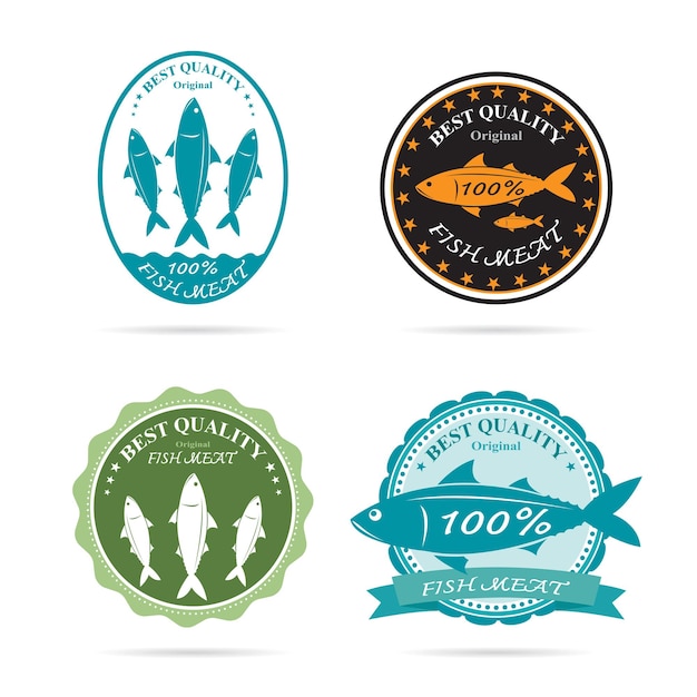 Set of vector an fish label on white background Easy editable layered vector illustration