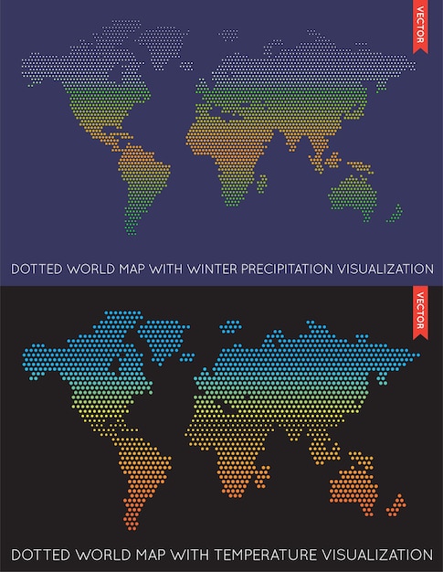 Set of Vector Flat Maps of the World Infographic Map Data