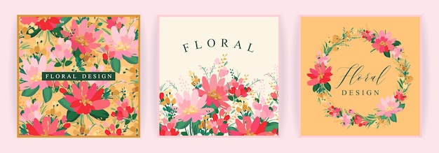 Set of vector floral design Template for card poster flyer cover home decor and other