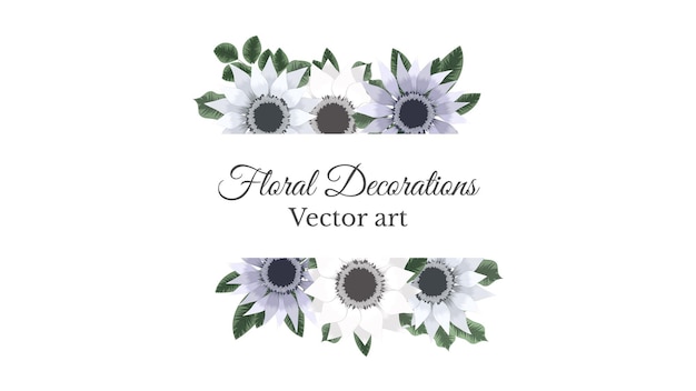 Set of vector floral elements flowers frames detailed greeting cards