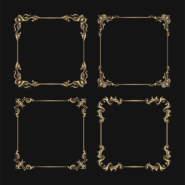 set vector frame vintage gold