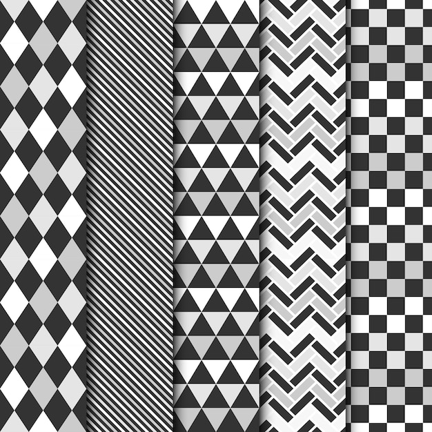 Set of vector geometric seamless patterns