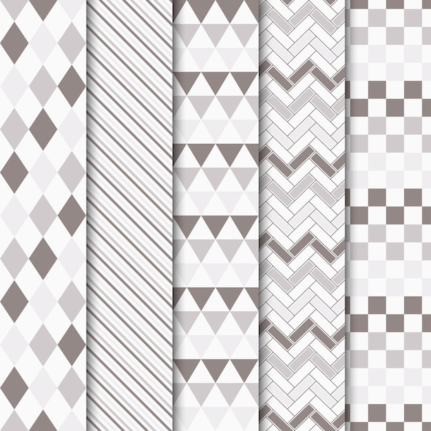 Set of vector geometric seamless patterns