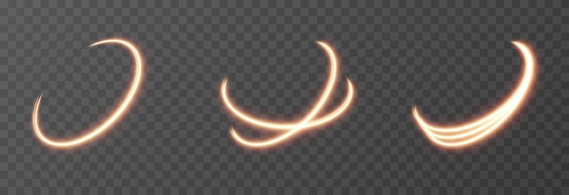 Set of vector glowing lines of light on an isolated transparent background. Glowing lines.