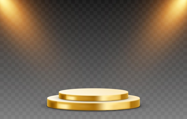 Vector set of vector gold podiums png golden pedestal on an isolated transparent background podium png