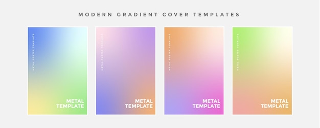 Set of vector gradient in pastel colors