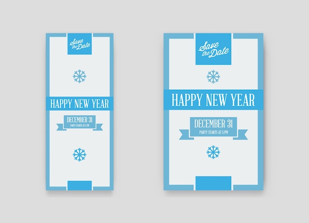 Set of Vector Happy New Year or Merry Christmas theme Save the Date Invitation to the Party