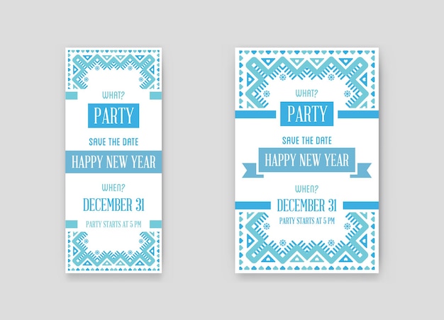 Vector set of vector happy new year or merry christmas theme save the date invitation to the party