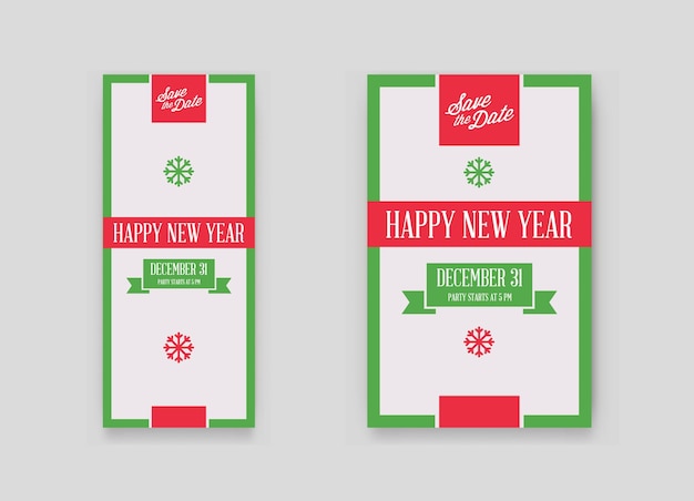 Set of Vector Happy New Year or Merry Christmas theme Save the Date Invitation to the Party