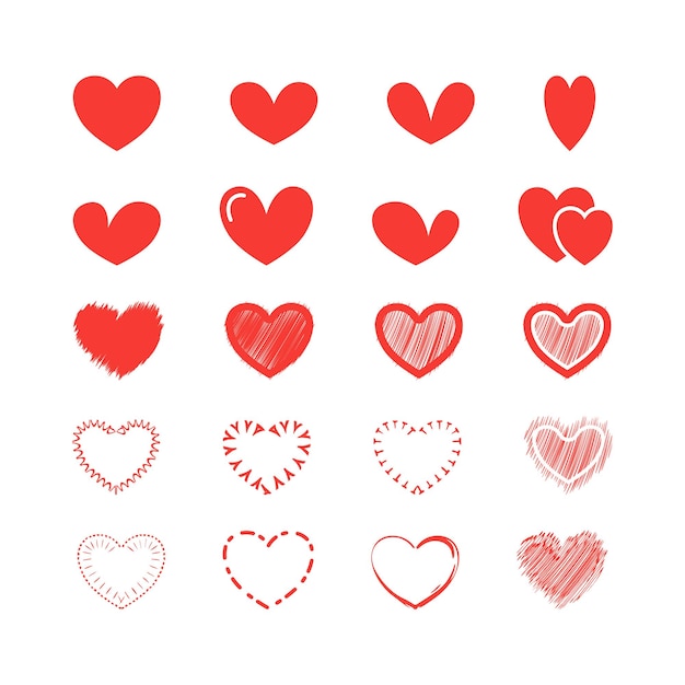 Set of vector heart collection Love abstract style