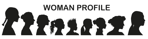 Set of vector icons of diverse female silhouettes