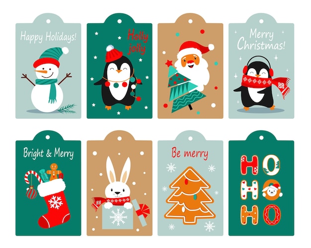 Set of vector illustration of christmas gift labels