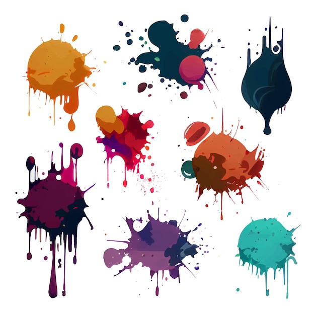 Set vector illustration of holi dust splash on white isolate indian traditional fest