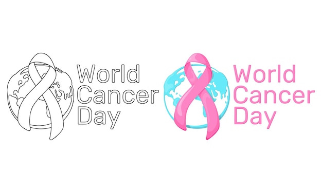 Set of vector illustrations World Cancer Day isolated on white background in casual style