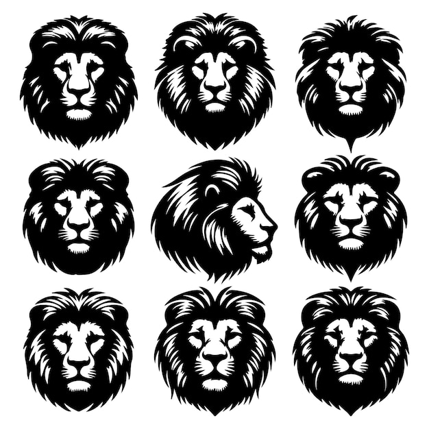 a set of vector images of a lion head with a lion head on the top