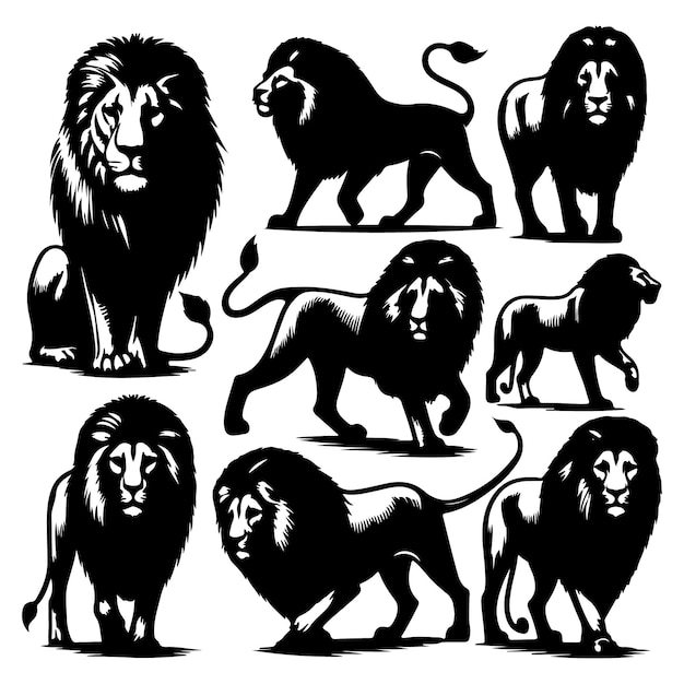 a set of vector images of a lion head with a lion head on the top