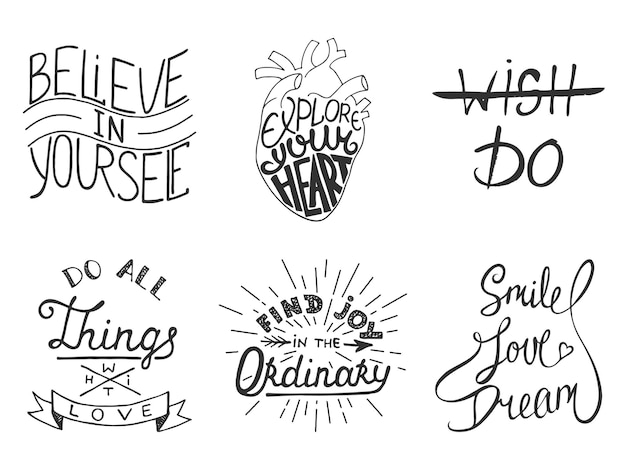 Set of vector inspirational and motivational lettering