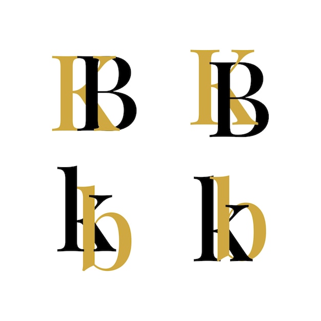 Set vector letter KB logo monogram typhography initial