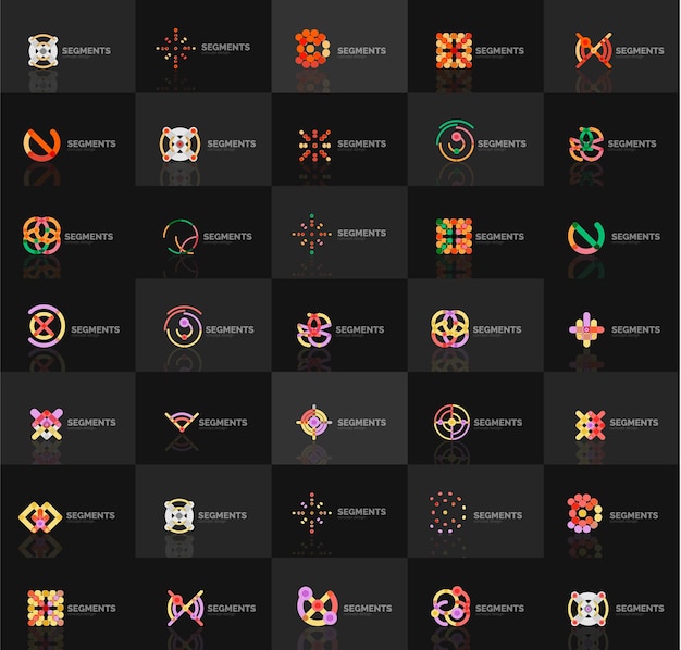 Vector set of vector linear logotypes geometric abstract symbols elegant icons