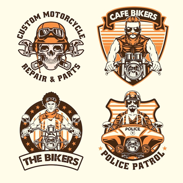 Set Vector of Motorcycle Concept badges