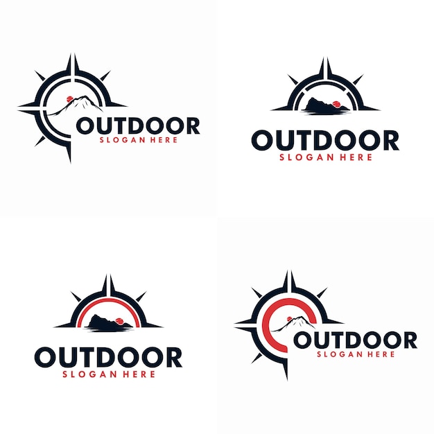 Set of vector mountain and outdoor adventures logo