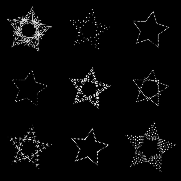 Set of vector openwork stars with ornament