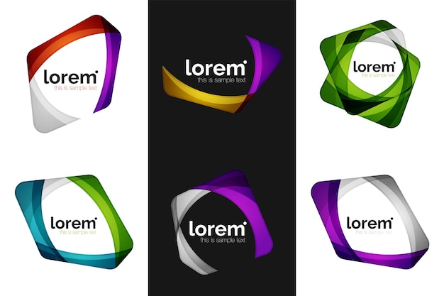 Set of vector overlapping shapes business emblems