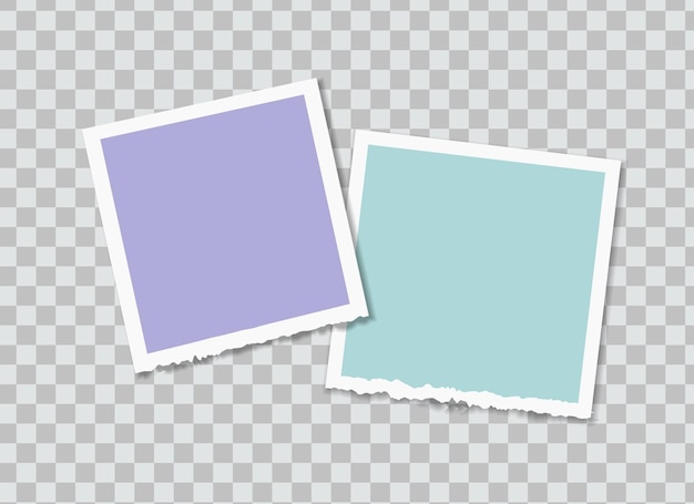 Set of vector Photo frame mockup design on sticky tape isolated on transparent background