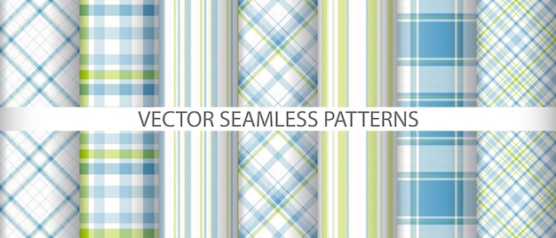 Set vector plaid pattern Background fabric seamless Check texture tartan textile