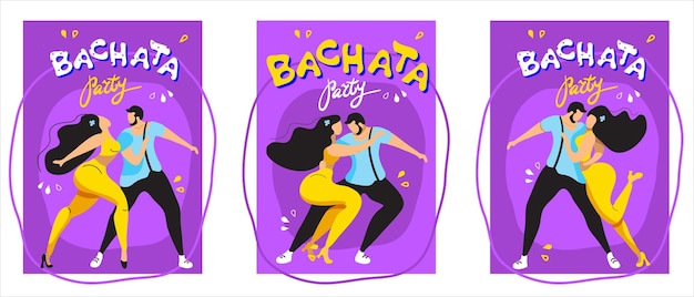 A set of vector posters on the theme of Latin dances The illustration is suitable for a poster a flyer of the event also applicable for other dances salsa kizomba merengue and others