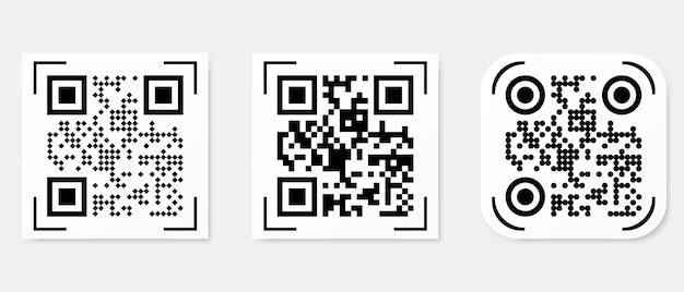 Set of vector QR code icons sample for smartphone scanning isolated on white background.