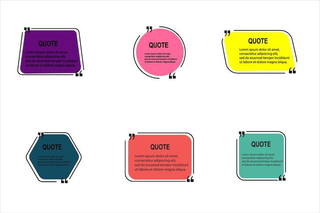 Set of vector quote templates. Speech bubble, frame, text in brackets