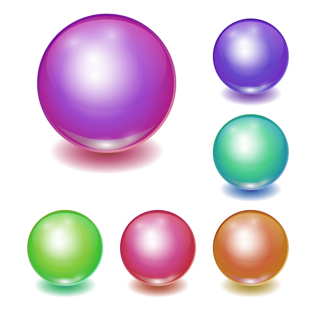 Set of vector realistic multicolor balls