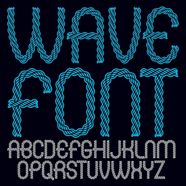 Set of vector rounded upper case alphabet letters isolated created using elegant flowing lines.